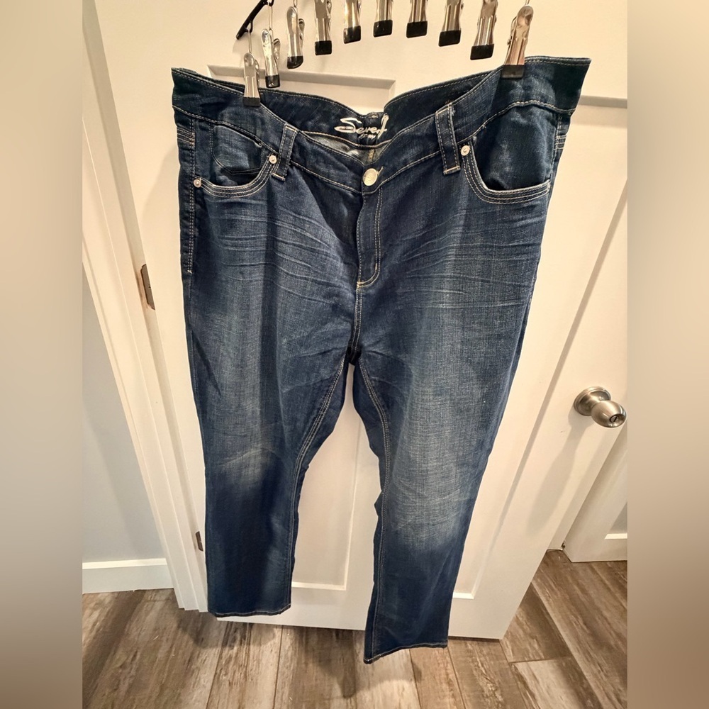 Seven7 Luxe Jeans Womens 24 Dark Wash Stretch Denim Plus Size Straight Slim